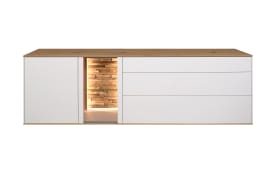 Lowboard Faro, weiß/Asteiche, 65 cm, inkl. Push-to-Open Funktion