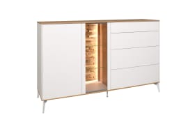 Sideboard Faro, weiß/Asteiche, 105 cm, inkl. Push-to-Open Funktion