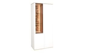 Vitrinenschrank Faro, weiß/Asteiche, 180 cm, inkl. Push-to-Open Funktion