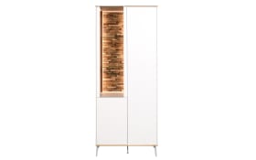 Vitrinenschrank Faro, weiß/Asteiche, 195 cm, inkl. Push-to-Open Funktion