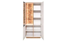 Vitrinenschrank Faro, weiß/Asteiche, 188 cm, inkl. Push-to-Open Funktion