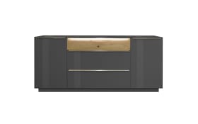 Lowboard Nova, anthrazit/Eiche massiv, inkl. Griffbeleuchtung