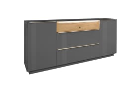 Lowboard Nova, anthrazit/Eiche massiv, inkl. Griffbeleuchtung