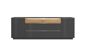 Sideboard Nova, anthrazit/Eiche massiv, inkl. Griffbeleuchtung