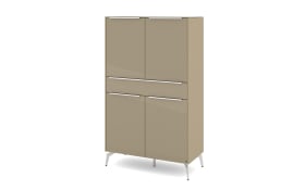 Highboard Reno, taupe/Edelstahl-Nachbildung
