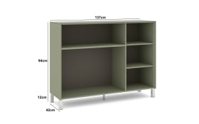 Kommode Reno, olivgrün/Edelstahl-Nachbildung 