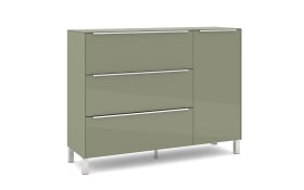 Kommode Reno, olivgrün/Edelstahl-Nachbildung 