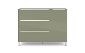 Kommode Reno, olivgrün/Edelstahl-Nachbildung 