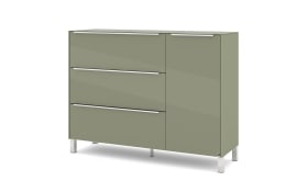 Kommode Reno, olivgrün/Edelstahl-Nachbildung 