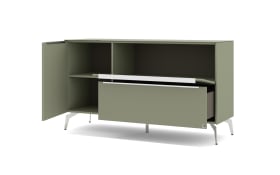 Lowboard Reno, olivgrün/Edelstahl-Nachbildung