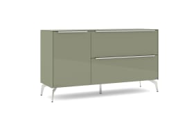 Lowboard Reno, olivgrün/Edelstahl-Nachbildung