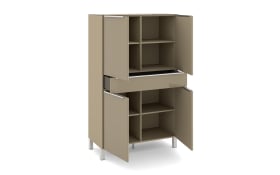 Highboard Reno, taupe/Edelstahl-Nachbildung