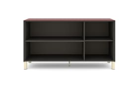 Lowboard Reno, bordeauxrot/Edelstahl-Nachbildung