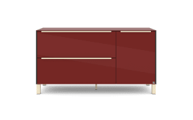 Lowboard Reno, bordeauxrot/Edelstahl-Nachbildung