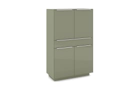 Highboard Reno, olivgrün/Edelstahl-Nachbildung