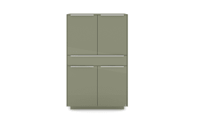 Highboard Reno, olivgrün/Edelstahl-Nachbildung