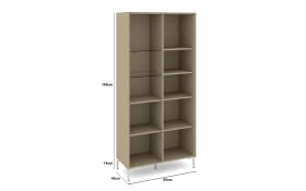 Vitrinenschrank Reno, taupe/Edelstahl-Nachbildung