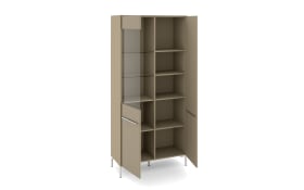 Vitrinenschrank Reno, taupe/Edelstahl-Nachbildung