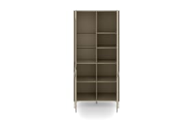 Vitrinenschrank Reno, taupe/Edelstahl-Nachbildung