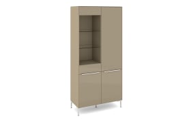 Vitrinenschrank Reno, taupe/Edelstahl-Nachbildung