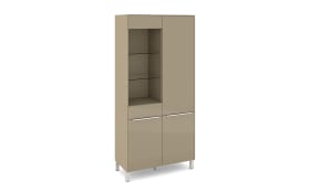 Vitrinenschrank Reno, taupe/Edelstahl-Nachbildung