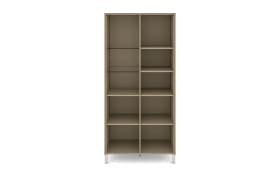 Vitrinenschrank Reno, taupe/Edelstahl-Nachbildung
