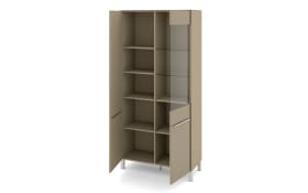 Vitrinenschrank Reno, taupe/Edelstahl-Nachbildung