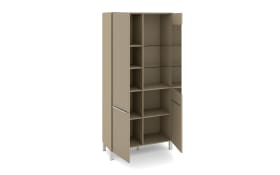 Vitrinenschrank Reno, taupe/Edelstahl-Nachbildung