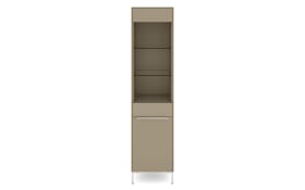 Standvitrine Reno, taupe/Edelstahl-Nachbildung