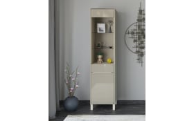 Standvitrine Reno, taupe/Edelstahl-Nachbildung