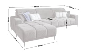 Wohnlandschaft Livorno, dunkelgrau, inkl. Funktionen, Ottomane links