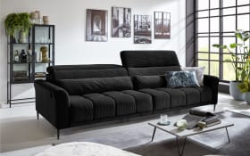 Big Sofa Logan, schwarz, inkl. XXL elektrischer Sitztiefenverstellung links