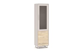 Vitrine Kai, massive Eiche Bianco/kreidefarbig, 54 cm
