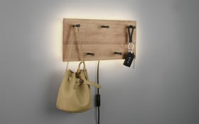 LED-Wandgarderobe Romy III, Holz-Nachbildung