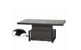 Lifttisch Corido, Gardino Geflecht Charcoal grey, Keramik washed grey, Länge ca. 160 cm