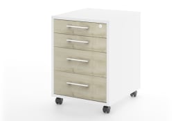 Rollcontainer Vary, weiß/Birke-Nachbildung