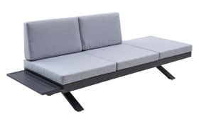 Gartensofa Rieke, hellgrau, Auszugstisch vorstehend links, Kopfteilverstellung rechts