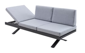 Gartensofa Rieke, hellgrau, Auszugstisch vorstehend rechts, Kopfteilverstellung links