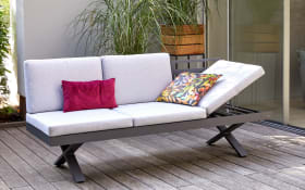 Gartensofa Rieke, hellgrau, Kopfteilverstellung vorstehend rechts