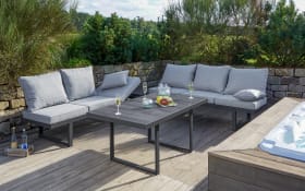 Garten-Couchtisch Bern/Keramo, grau/Holz-Nachbildung