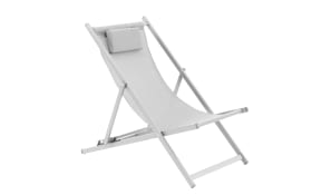 Strandstuhl Juno, Bezug in weiß, Gestell aus Aluminium in weiß, inkl. Kissen