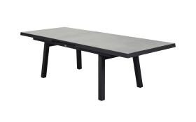 Ausziehtisch Sondrino, Aluminiumgestell in schwarz, Tischplatte betonfarbend