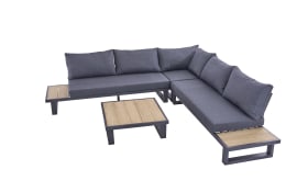 Garten-Ecksofaset Rosso, Teakholz/grau