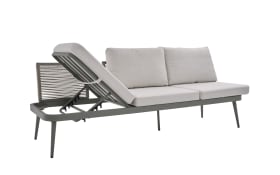 Gartensofa Rieti, grau/hellgrau, inkl. Kopfteilverstellung vorstehend links