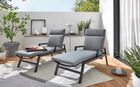 Gartenliege Acarna, in anthrazit und grau, mit manueller Rückenverstellung