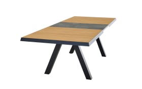 Ausziehtisch Latea, anthrazit/Teakholz, inkl. Synchron-Auszug