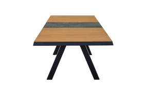 Ausziehtisch Latea, anthrazit/Teakholz, inkl. Synchron-Auszug