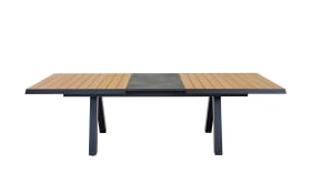 Ausziehtisch Latea, anthrazit/Teakholz, inkl. Synchron-Auszug