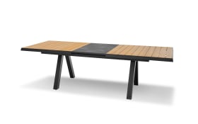 Ausziehtisch Latea, anthrazit/Teakholz, inkl. Synchron-Auszug