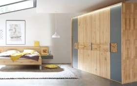 Drehtürenkleiderschrank Mira, Wildeiche massiv/schiefergrau, 299 x 225 cm